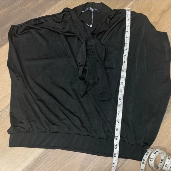 NWOT Zara surplice black neck tie top size M - Image 9