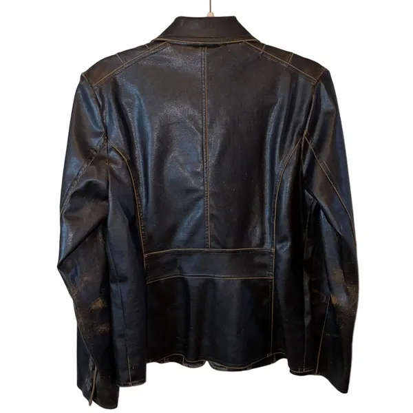Dollhouse Faux Leather‎ Blazer Jacket Women's M Brown Vintage Style Moto Coat - Image 4