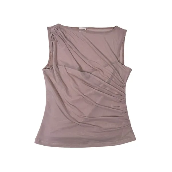 Abercrombie & Fitch Sheer Mesh Draped Tank Top Size S Beige Ruched Going Out - Image 2