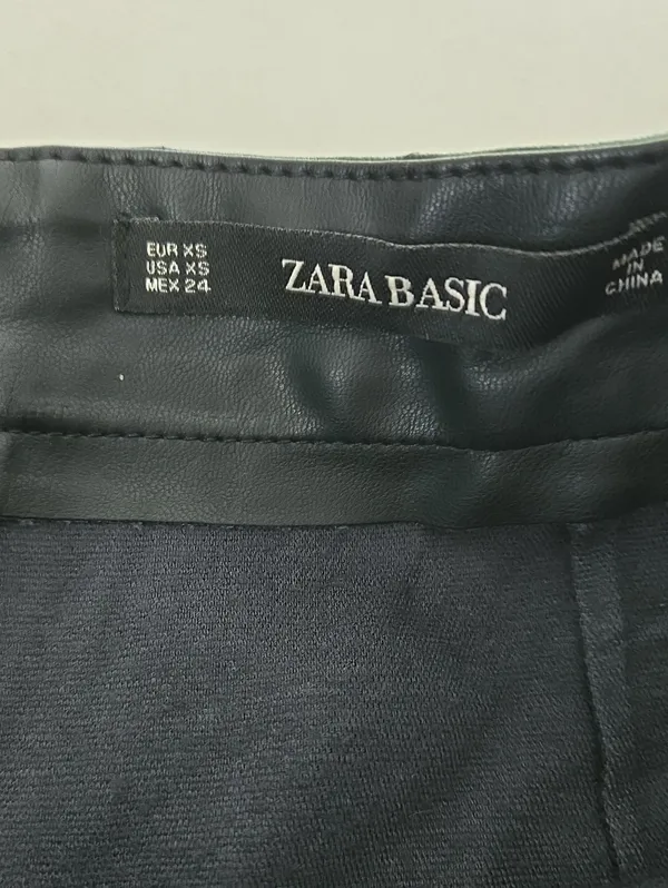 Zara Black Faux Leather Mini Skirt with Asymmetric Zippers Size XS - Image 5