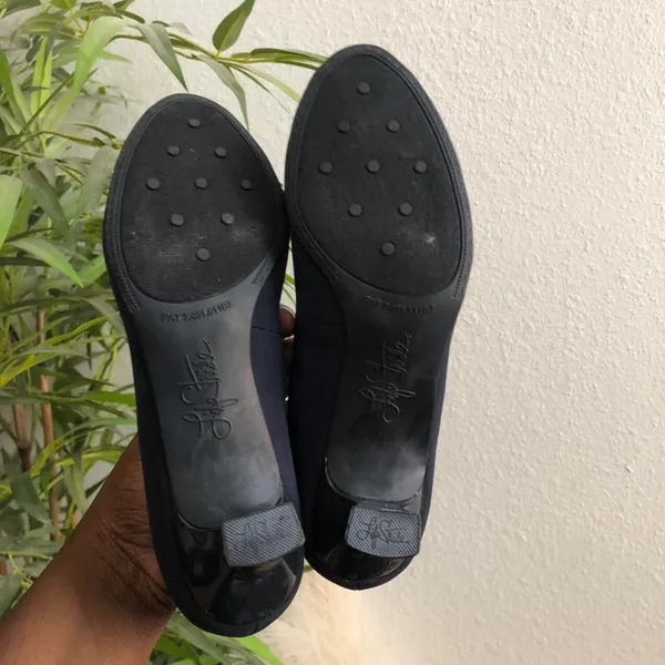 Life in Progress 90s Dark Navy Blue open peep toe pumps kitten heels bow detail office siren core #coquette #academia #preppy Size 6M - Image 7