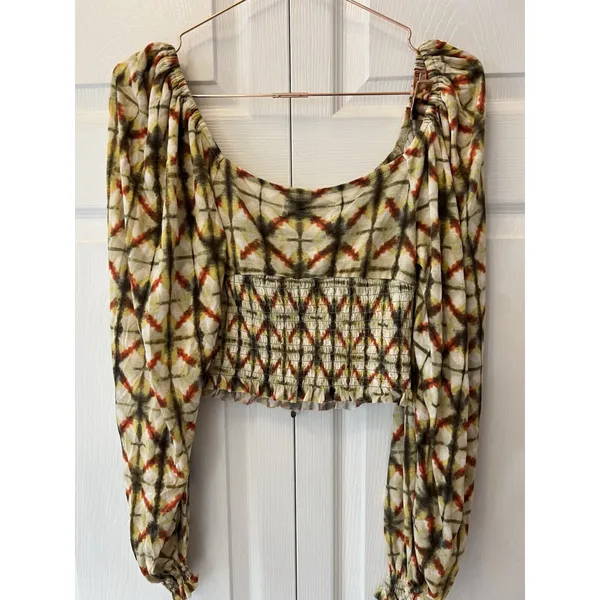Urban Outfitters Old Soul Multi Colored Smocked Crop Top UO Size Large M‎ - Image 7