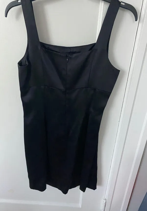 Bebe Vintage Black Satin Dress - Image 2