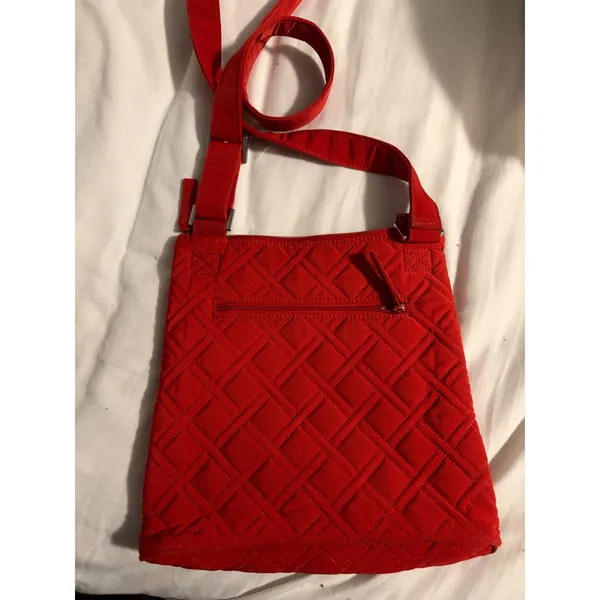 Vera Bradley Crossbody Bag Quilted Microfiber Red Orange Slim Adjustable Strap - Image 2