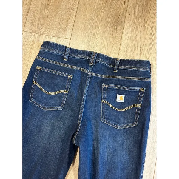 Carhartt Original Fit Dark Wash Bootcut Jeans Womens 12 Short Blue 100649 409 - Image 5