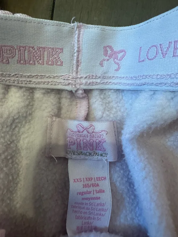 VS Pink X LoveShackFancy Size XXS Pink Bow Jogger Sweatpants Coquette - Image 3