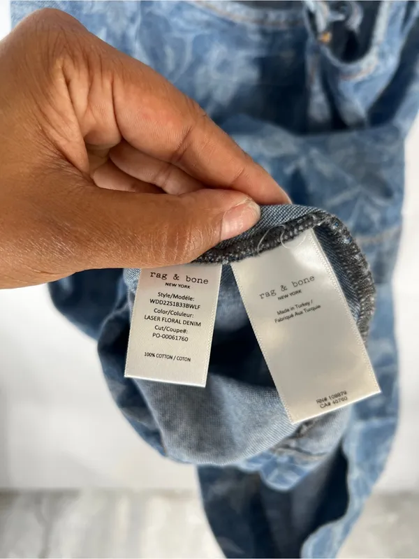 rag & bone Laser Floral Denim Tie Dress Blue Size S - Image 8