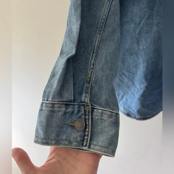 Aerie Dark Wash Denim Shacket Shirt Jacket Oversized - Image 8