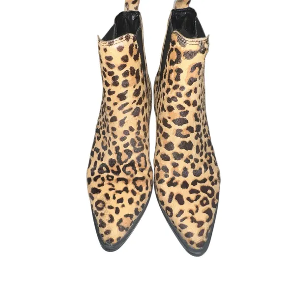 Steve Madden Womens Ankle Boots 7.5 Leopard Print Jerry Calf Hair Pull On Boots‎ - Image 2
