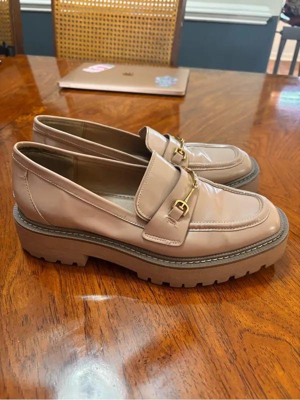 Sam Edelman Laurs Platform Loafers tan khaki size 9 gold hardware - Image 3