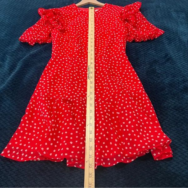 Keepsake Moonshine Dress Red Polka Dot Chiffon Flutter Sleeve Mini Dress Size XS - Image 16