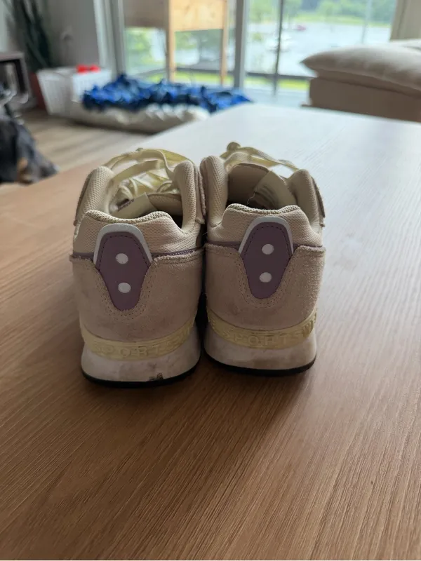Nike Women's Tan Sneakers with Lavender Swoosh - Image 2
