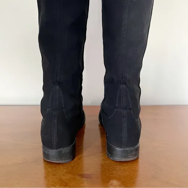 Stuart Weitzman • 5050 Stretch Suede Boots black tall low heel knee high otk - Image 11