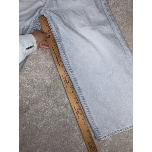 american eagle super high rise baggy wide leg ankle 14 Short Distressed Lt Wash - Image 9