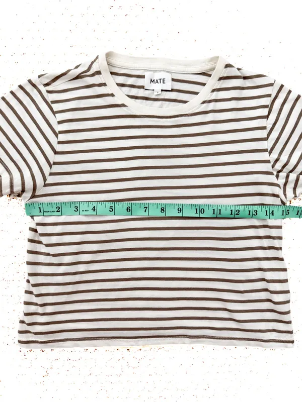 MATE the Label Cropped Striped Crewneck Tee Olive S - Image 6