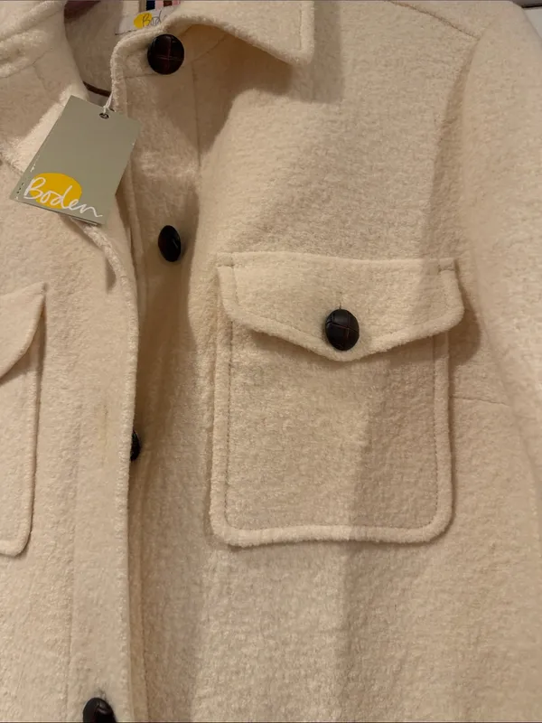 Boden‎ texture wool over shirt Button-Front Wool-Blend Coat 10 nwt - Image 4