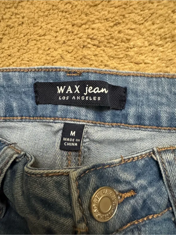 Wax Jean Light Blue Distressed Denim Mini Skirt - Image 3