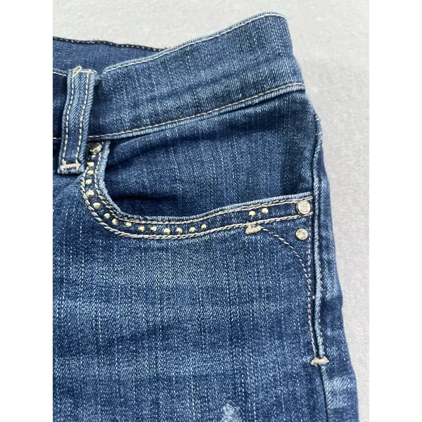 White House Black Market WHBM 6R Slim Ankle Jeans Distressed Medium‎ Wash Blue - Image 8