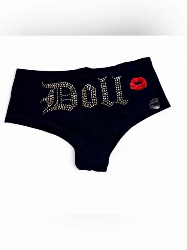 Pussycat Dolls Las Vegas Branded Black Rhinestone Boy Shorts Sz M NWT - Image 5