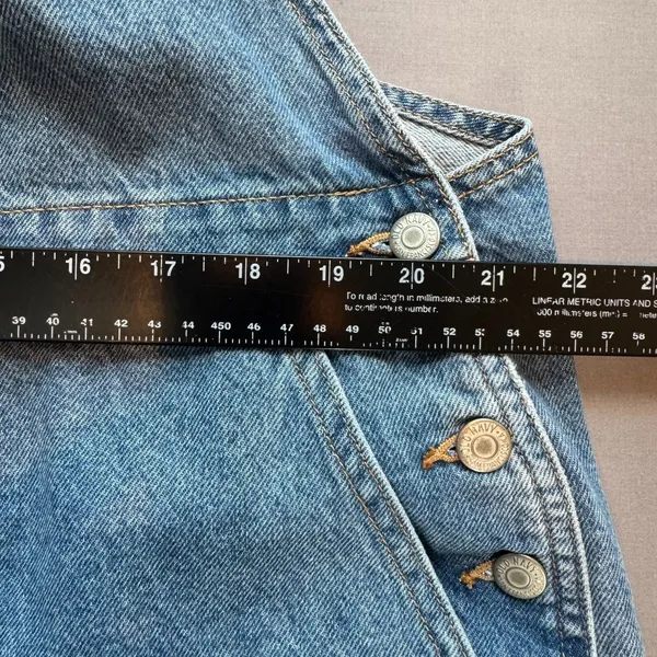 Old Navy Overall Shorts Women's XL Blue Denim Shortalls Cuffed Classic - Image 9