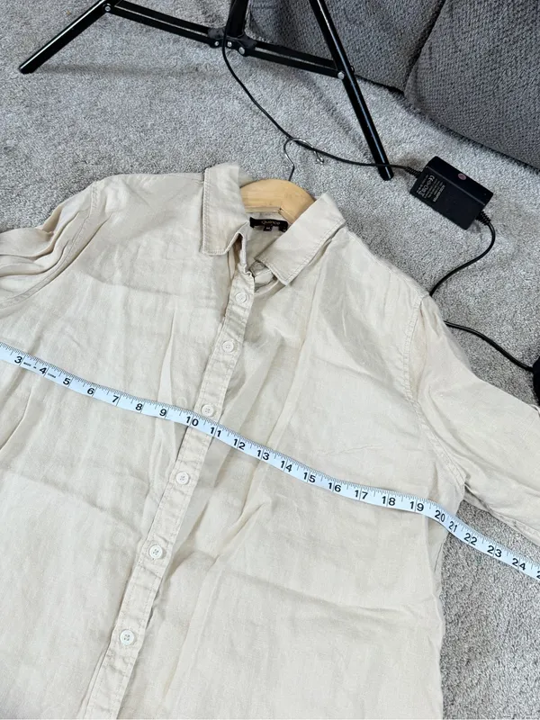Quince Women’s 100% European Linen Long Sleeve Shirt in Driftwood M - Image 13