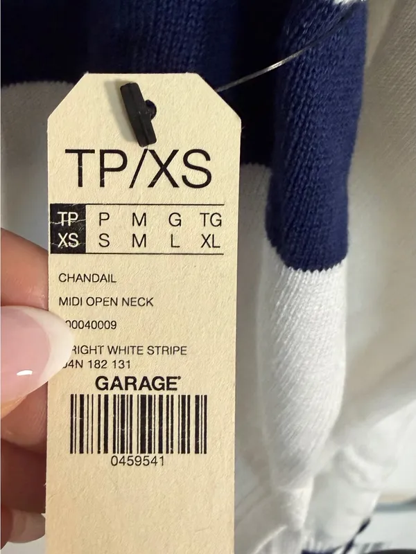 Garage White Knit Sweater Top with Navy Stripes XS NWT - Image 4