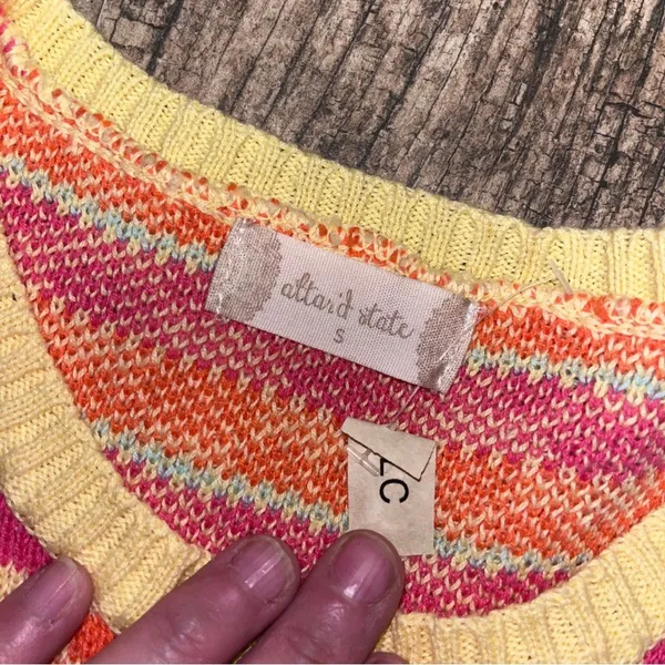 Altar'd State Pink and Orange Knit Retro Sweater Small - Image 4