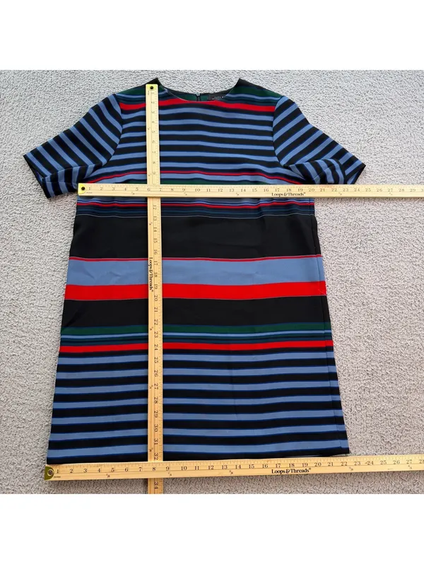 Zara Woman Multicolor Striped Shift Mini Dress Size Large Short Sleeve - Image 3