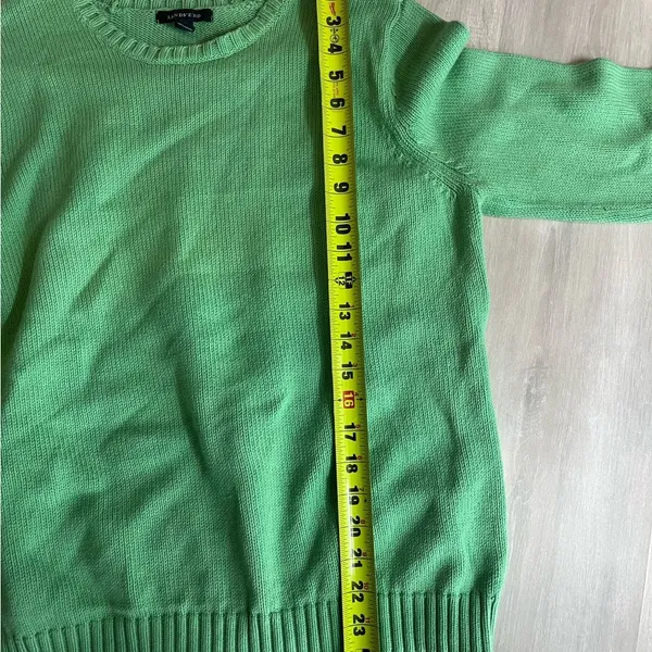 Lands' End Vibrant Green Crew Neck Sweater with‎ Button Accents - Image 5