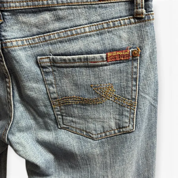 7 for all Mankind Rocker Silhouette Low Rise Medium Wash Jeans Flare Bootcut 28 - Image 5