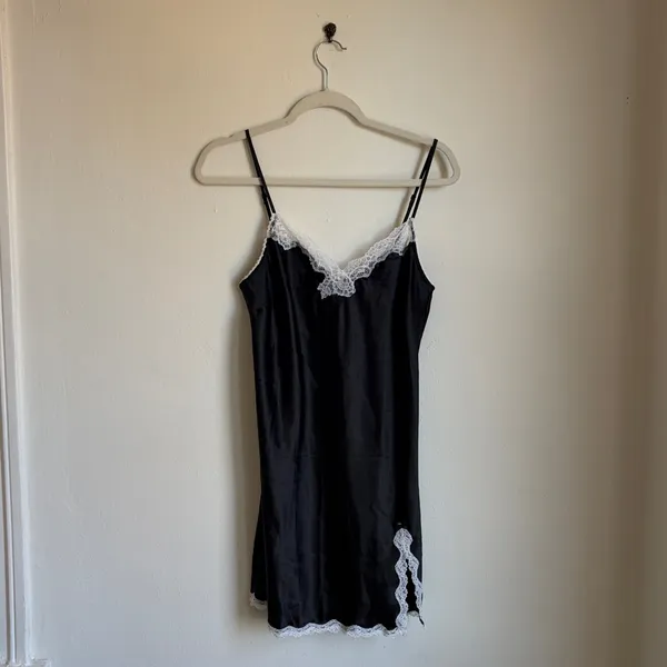 Victoria’s Secret Black & White Lace Slip Dress - Image 2