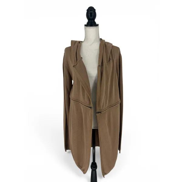 Elaine Kim Convertible Hooded Cardigan Sweater Zip Hem Cotton‎ Size P - Image 2