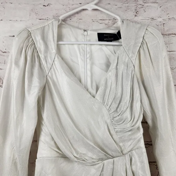Revolve DUNDAS x Harlow Mini Dress in Metallic Ivory XS *No Brooch* - Image 4