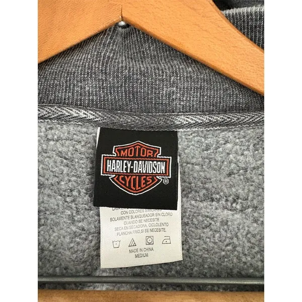 Harley-Davidson‎ Vintage Women's Full-Zip Hoodie Charcoal Gray Size M - Image 5
