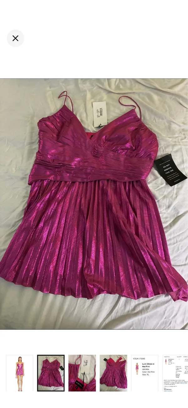 Hot Pink Metallic Retrofete Dress - Image 2