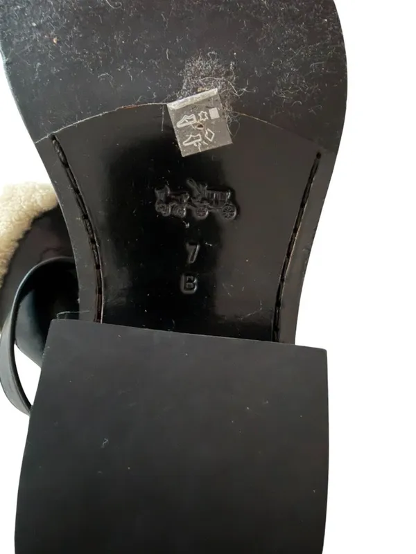 COACH Women’s Black Leather Zip Moto Boots Size 7 - Image 3