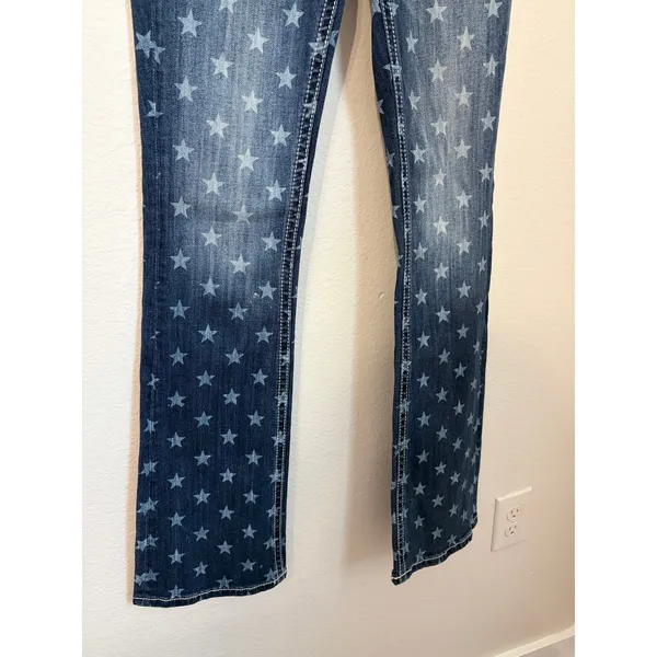 NEW Miss Me Bootcut Jeans Size 25 High Rise Boot Western Star Denim Boho Y2K - Image 4