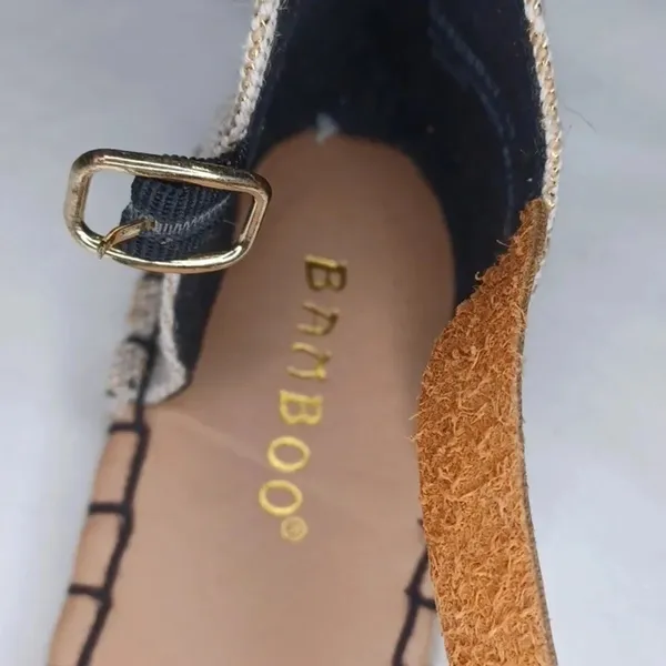 Bamboo black rattan espadrille boho casual chic sandals - Image 5