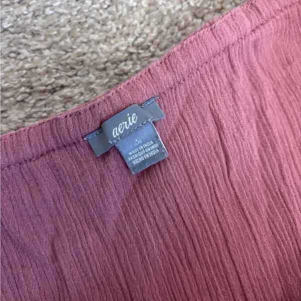 Aerie Pink Salmon Strapless Crinkle Smocked Pants Jumpsuit Romper - Image 4