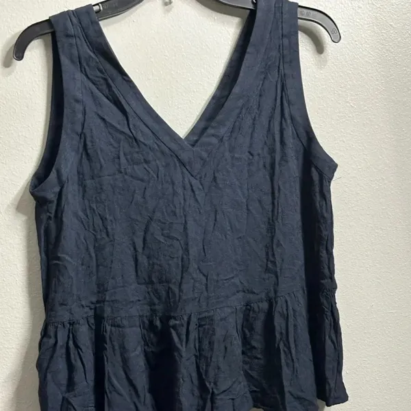 Ann Taylor LOFT Women Navy‎ Blue V-neck Blouse Top Size Small. - Image 3