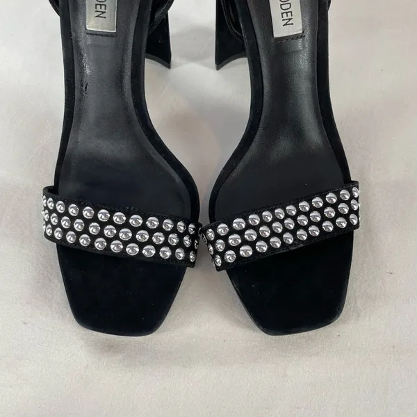 Steve Madden Popular Studded Square Toe Heeled Sandal‎ in Black Size 8 - Image 5