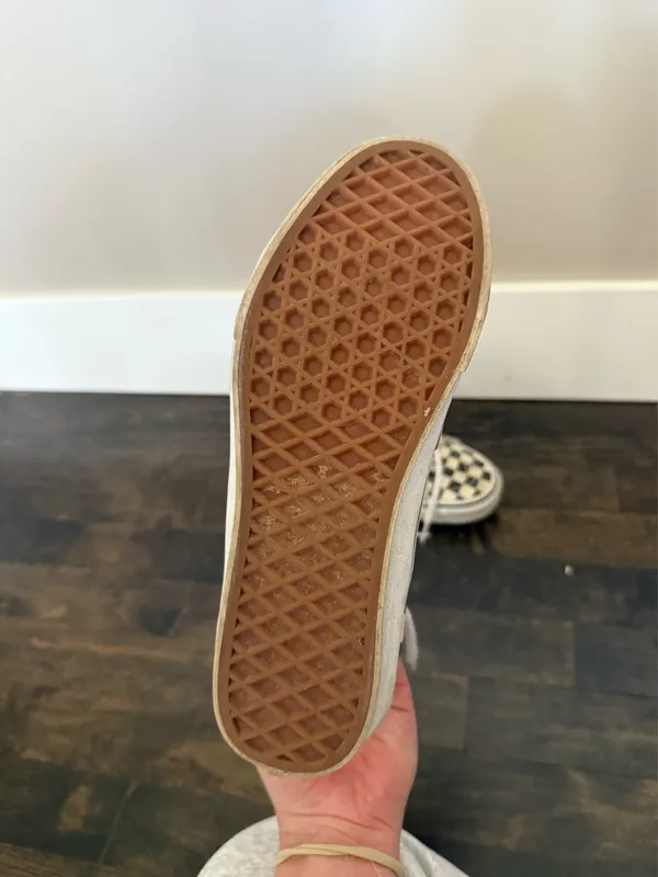 Vans Cream Checkered Sneakers - Image 4
