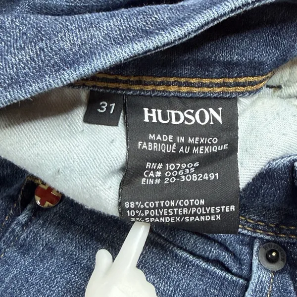 Hudson Collin Flap Skinny Jeans Women's Size 31 Blue Stretch Denim 31" Inseam - Image 4