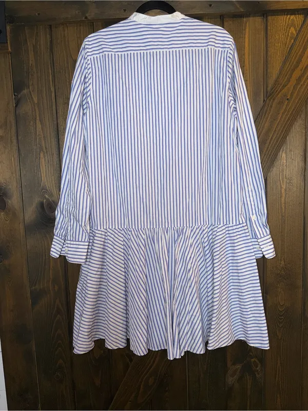 Polo Ralph Lauren Striped Bib-Front Poplin Dress Preppy Chic Tuxedo Dress Sz 14‎ - Image 2