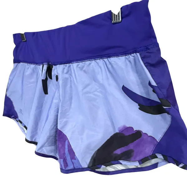 Salomon Elevate 2 in 1 Running Shorts Womens M Purple Abstract Print Athletic - Image 2