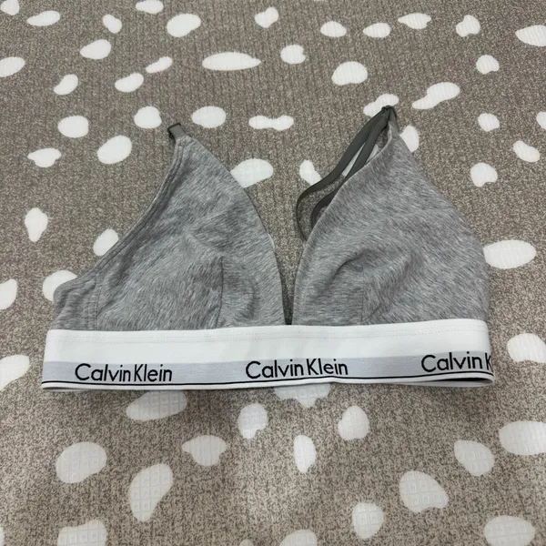 Calvin Klein Icon Cotton Modal Lined Triangle cotton bralette Heather logo - Image 2