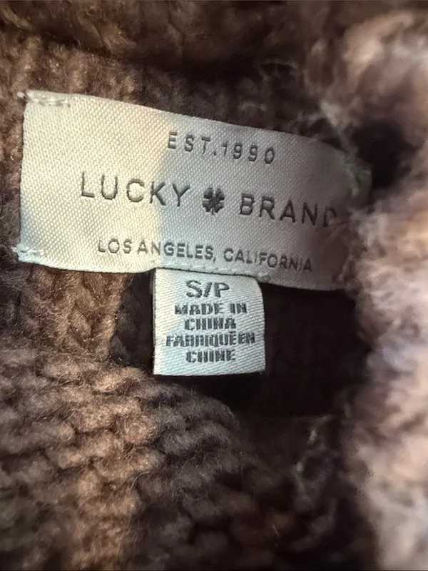 Lucky Brand Brown Cable Mock Neck Sweater Size Small - C33-046 - Image 2