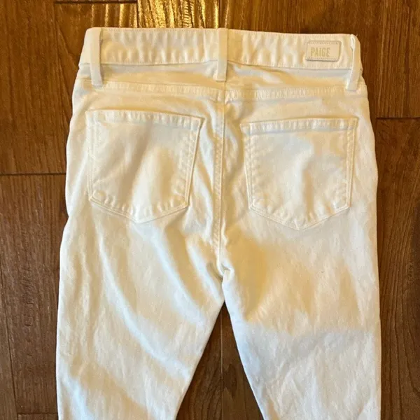 Paige Hoxton ankle white raw hem mid rise skinny jeans 27 - Image 11