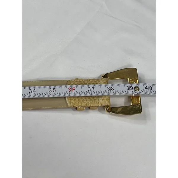 Dame Belt And Bag SKU 7929 Elegant Beige Snake Embossed Leather Belt Size L - Image 9