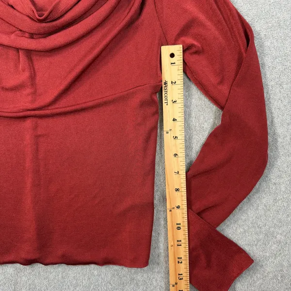 Intimately Free People Women's Large Red Cowl Neck Long Sleeve Cropped Top - Image 6